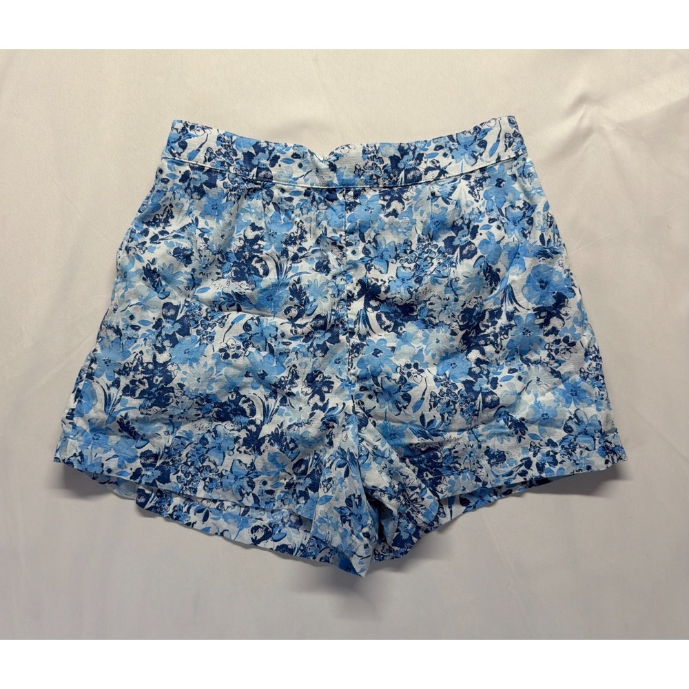 Abercrombie & Fitch Shorts Womens M Blue White Floral Print Cotton Elastic Waist